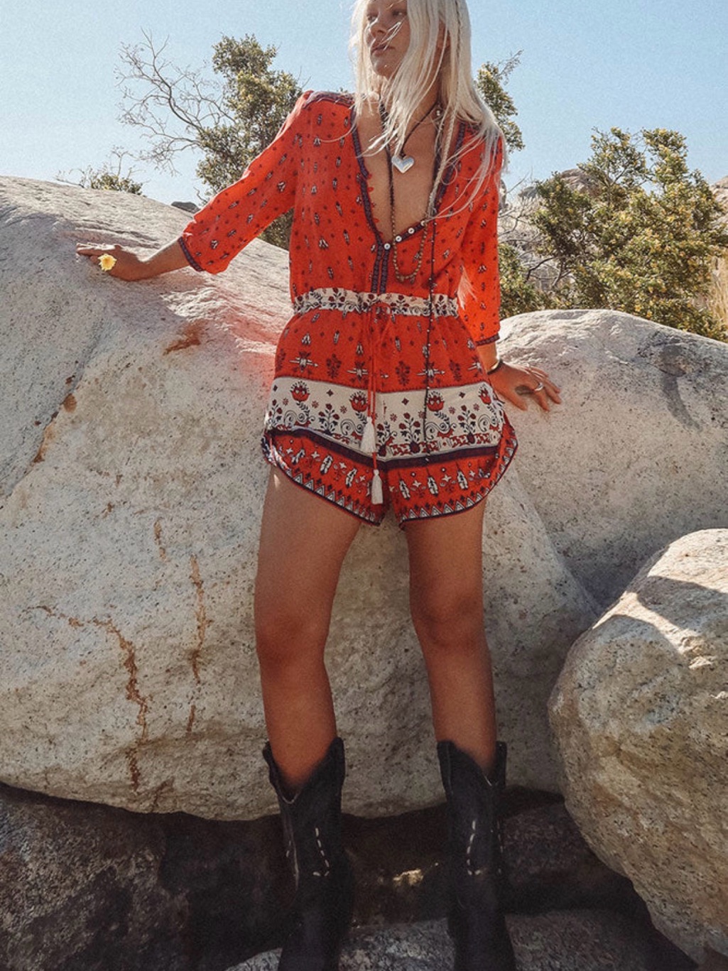 Spell & The Gypsy Collective Desert Wanderer Playsuit | Sunset | S